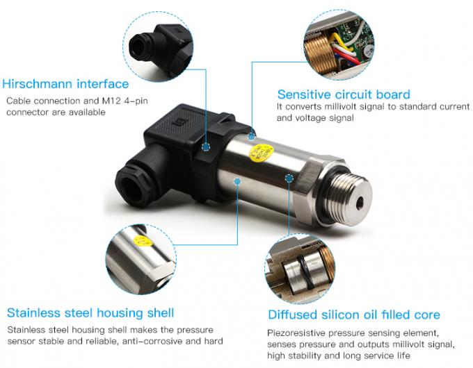 محدوده فشار 0-600bar حسگر فشار روغن سیلیکون پخش شده RPT202 با خروجی 0.5 - 4.5V و گواهینامه CE RoHS 1